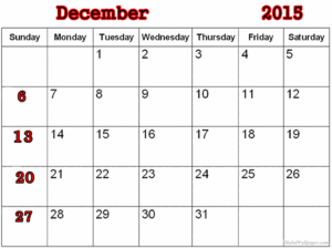 December 2015 Calendar