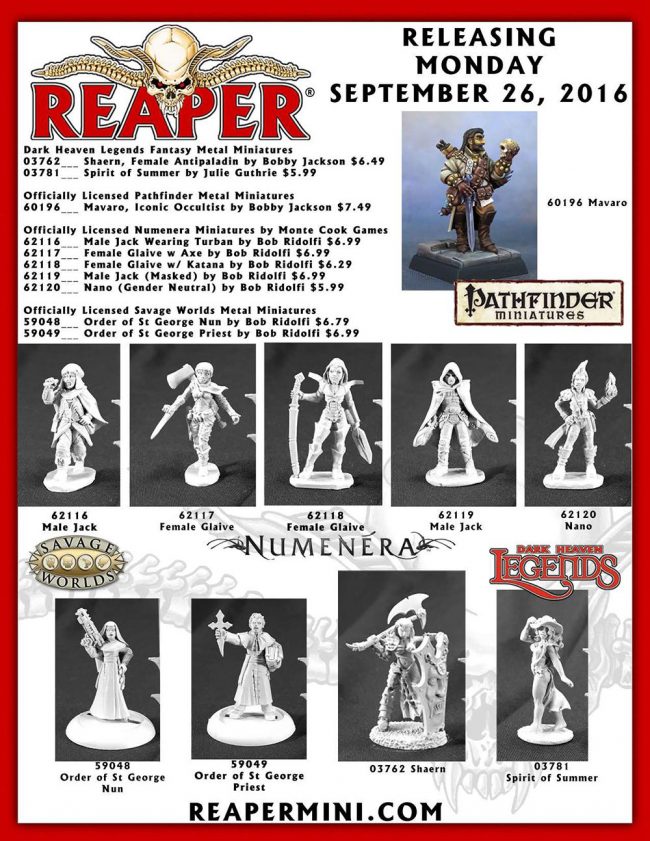 Reaper Miniatures 9-26-16 (Reaper Miniatures)