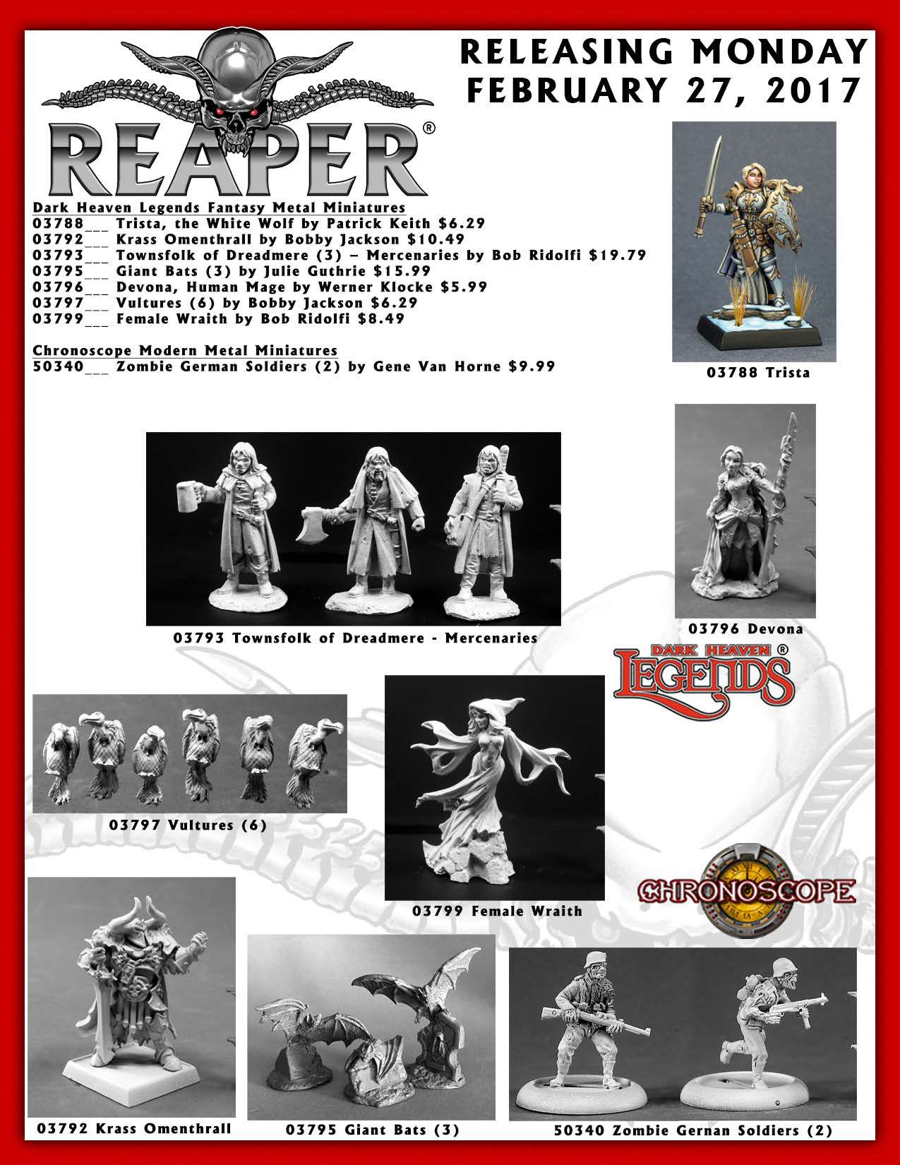 Reaper Dark Heaven Legends 03793  Townsfolk of Dreadmere Mercenaries 3 