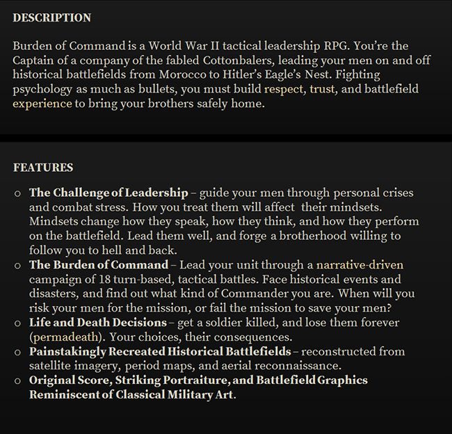 Burden of Command Description and Features (Green Tree Games)