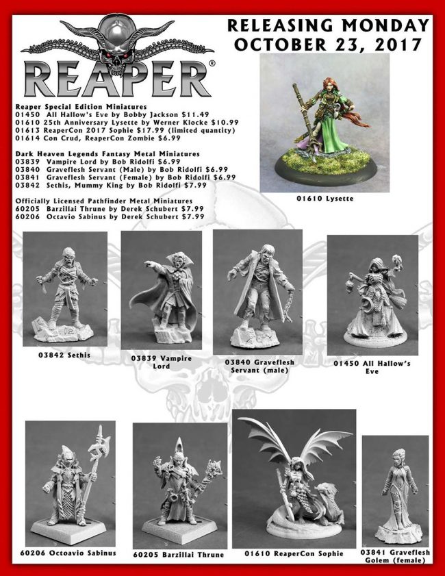 Reaper Minis for 10-23-17 (Reaper Miniatures)
