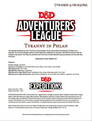 D&D Adventurers League: Tyranny in Phlan (Wizards of the Coast)