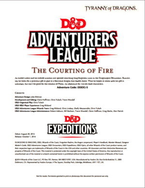 Dungeons & Dragons Adventurer's League:  The Courting of Fire (Wizards of the Coast)