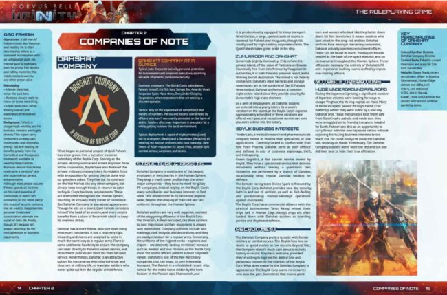 Infinity: Mercenaries Sourcebook Interior (Corvus Belli/Modiphius Entertainment)