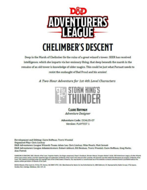 D&D Adventurers League: Chelimber's Descent (Wizards of the Coast)