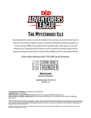 D&D Adventurers League: The Mysterious Isle (Wizards of the Coast)