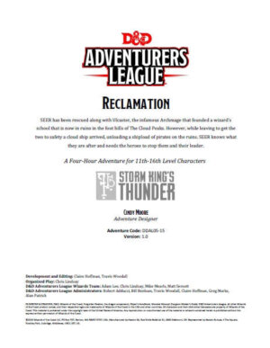 D&D Adventurers League: Reclamation (Wizards of the Coast)