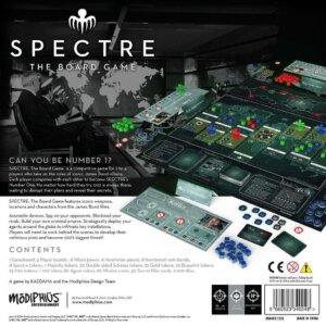 SPECTRE: The Board Game Back Cover (Modiphius Entertainment)