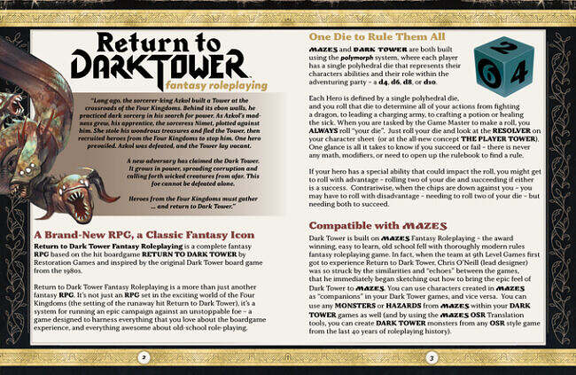 Return to Dark Tower RPG interior (9th Level Games)